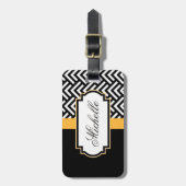 Abstract zwart-wit patroon bagagelabel (Voorkant verticaal)