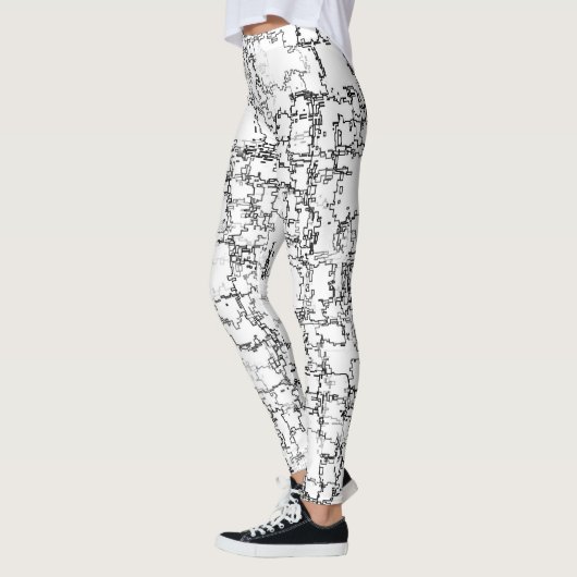 Abstract zwart-wit patroon leggings (Links)