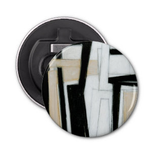 Abstract zwart-wit schilderen button flesopener
