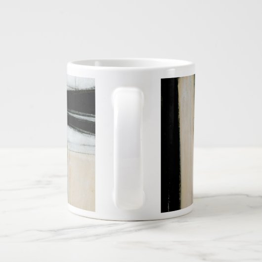 Abstract zwart-wit schilderen extra grote mok (Achterkant)