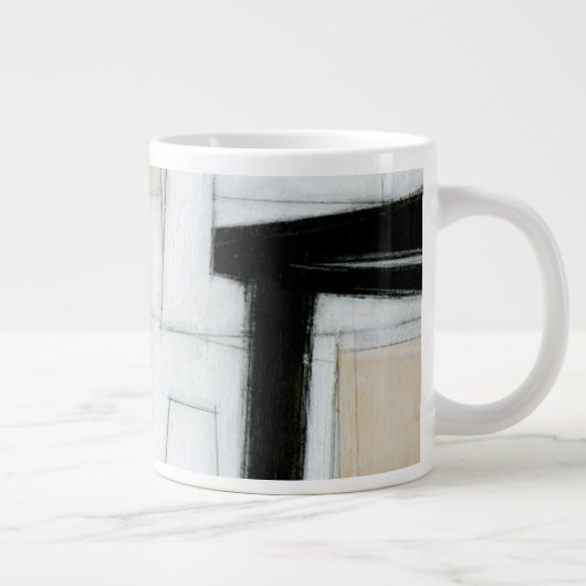 Abstract zwart-wit schilderen extra grote mok (Rechts)