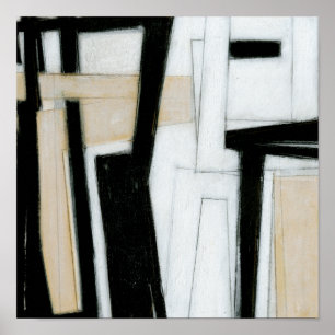 Abstract zwart-wit schilderen poster