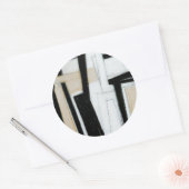 Abstract zwart-wit schilderen ronde sticker (Envelop)