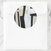 Abstract zwart-wit schilderen ronde sticker (Tas)