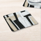 Abstract zwart-wit schilderen vierkante kartonnen onderzetter (Schuin)