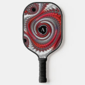 Abstract zwart-wit Spiral Fractal Monogram Pickleball Paddle (Voorkant)