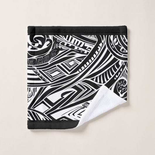 Abstract zwart-wit tribaal bad handdoek (Wasdoekje)