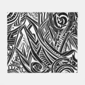 Abstract zwart-wit tribaal fleece deken (Voorkant (Horizontaal))