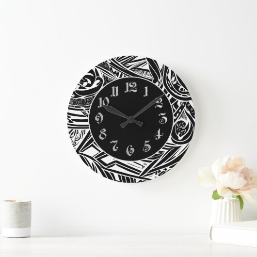 Abstract zwart-wit tribaal grote klok (Huis)