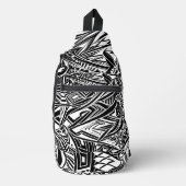 Abstract zwart-wit tribaal sling bag (Voorkant)