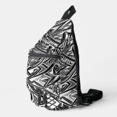 Abstract zwart-wit tribaal sling bag (Rechterhoek)