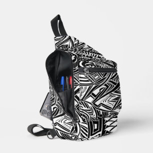 Abstract zwart-wit tribaal sling bag