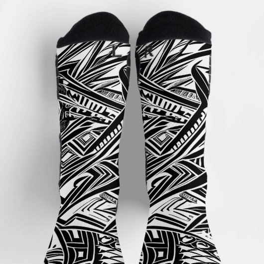 Abstract zwart-wit tribaal sokken (Top)