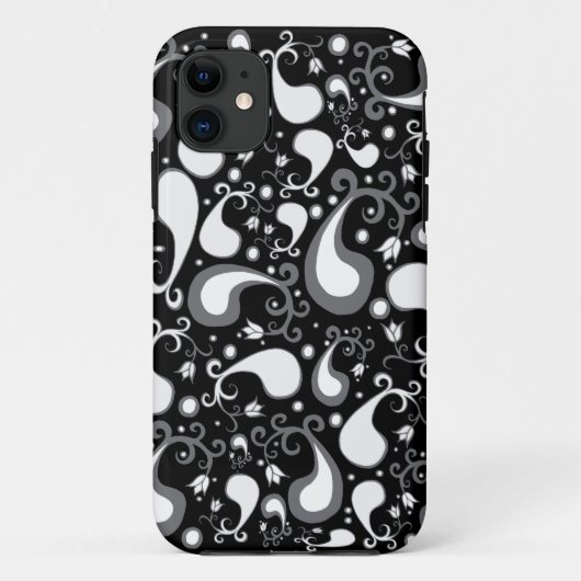 Abstract zwart-wit Tulip Paisley Floral Case-Mate iPhone Case (Achterkant)