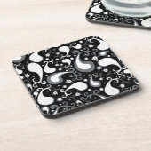 Abstract zwart-wit Tulip Paisley Floral Drankjes Onderzetter (Linkerzijde)