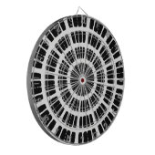 Abstract zwart-wit uitdagend optisch ontwerp dartbord (Voorkant Links)