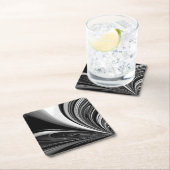 Abstract zwart-wit vierkante kartonnen onderzetter (Insitu)