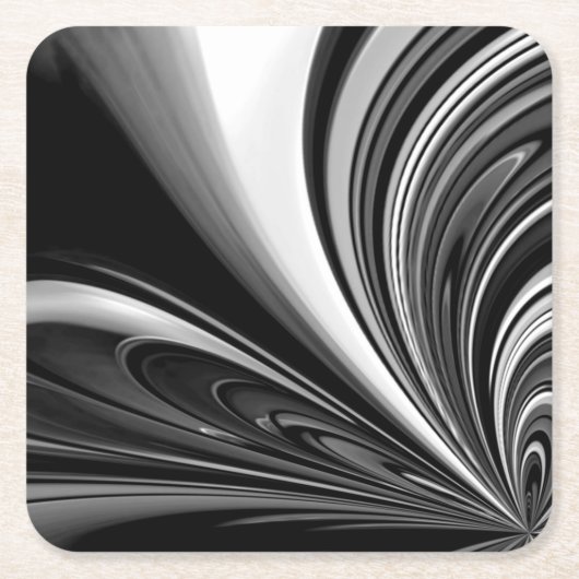Abstract zwart-wit vierkante kartonnen onderzetter (Voorkant)