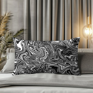 Abstract zwart-wit vloeibare marmer kussen