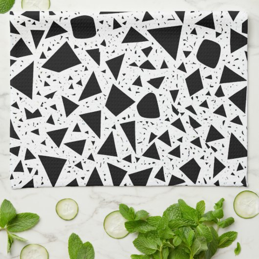 Abstract zwart-wit vormpatroon theedoek (Gevouwen)