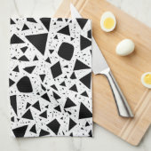 Abstract zwart-wit vormpatroon theedoek (Quarter Fold)