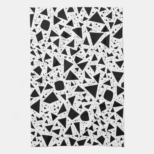 Abstract zwart-wit vormpatroon theedoek (Verticaal)