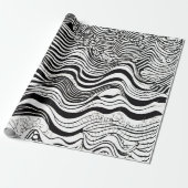 Abstract zwart-wit Wavy Cadeaupapier (Uitgerold)