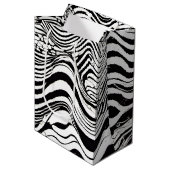 Abstract zwart-wit Wavy Medium Cadeauzakje (Voorkant Gekanteld)