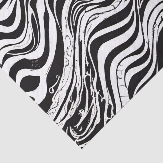 Abstract zwart-wit Wavy Tissuepapier (Detail)