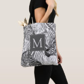 Abstract zwart-wit zebra kunst monogram draagtas (Dichtbij)