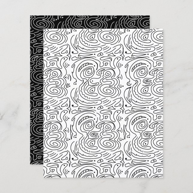 Abstract zwart witboek met witte lijnen (Voorkant / Achterkant)