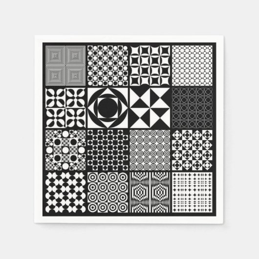 Abstract zwart-witpapier servetten (Voorkant)