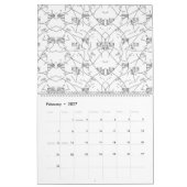 Abstract zwart-witpatroon met herhalend, s kalender (Feb 2027)