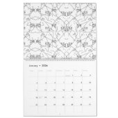 Abstract zwart-witpatroon met herhalend, s kalender (Jan 2026)