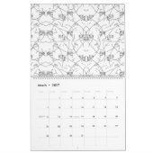 Abstract zwart-witpatroon met herhalend, s kalender (Mar 2027)