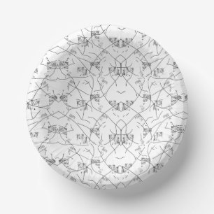 Abstract zwart-witpatroon met herhalend, s papieren kommen