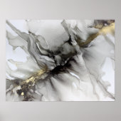 Abstract zwarte goudalcoholinkt poster (Voorkant)