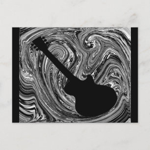 Abstract Zwemelen Guitar Briefkaart, zwart-wit Briefkaart