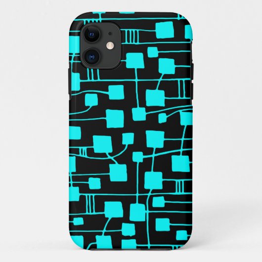 Abstracte 111211 - Cyaan op zwart Case-Mate iPhone Case (Achterkant)