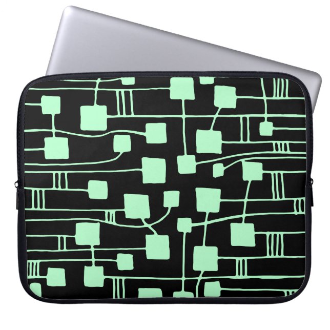 Abstracte 111211 - Ghost Green op zwart Laptop Sleeve (Voorkant)