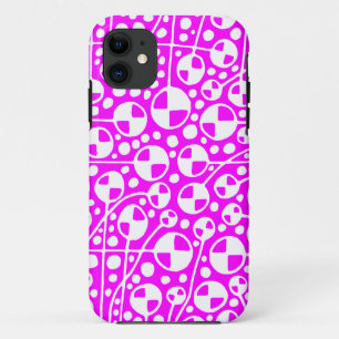 Abstracte 130112 v5 Wit op magenta iPhone 11 Hoesje