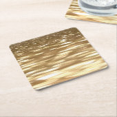 Abstracte #3: Goudsher Vierkante Kartonnen Onderzetter (Schuin)