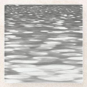 Abstracte #3: Zilver grijze shimmer Glazen Onderzetter