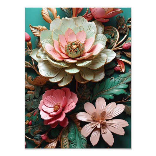 Abstracte 3D Flowers Foto Afdruk (Voorkant)