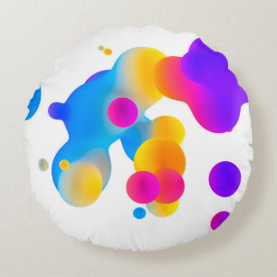 Abstracte 3d kleurrijke gradiëntdruppels vloeistof rond kussen