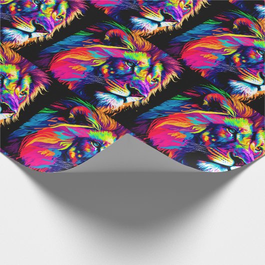 Abstracte 3D Leeuwenportret Digitale Kunst Cadeaupapier (Hoek)