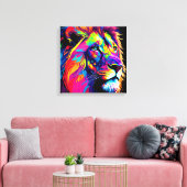 Abstracte 3D Leeuwenportret Digitale Kunst Canvas Afdruk (Insitu (Woonkamer))