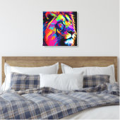 Abstracte 3D Leeuwenportret Digitale Kunst Canvas Afdruk (Insitu (Slaapkamer))