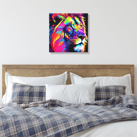 Abstracte 3D Leeuwenportret Digitale Kunst Canvas Afdruk (Insitu (Slaapkamer))