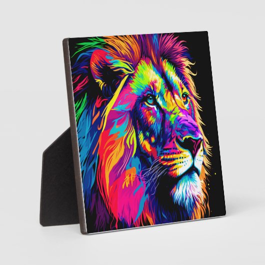 Abstracte 3D Leeuwenportret Digitale Kunst Fotoplaat (Voorkant)